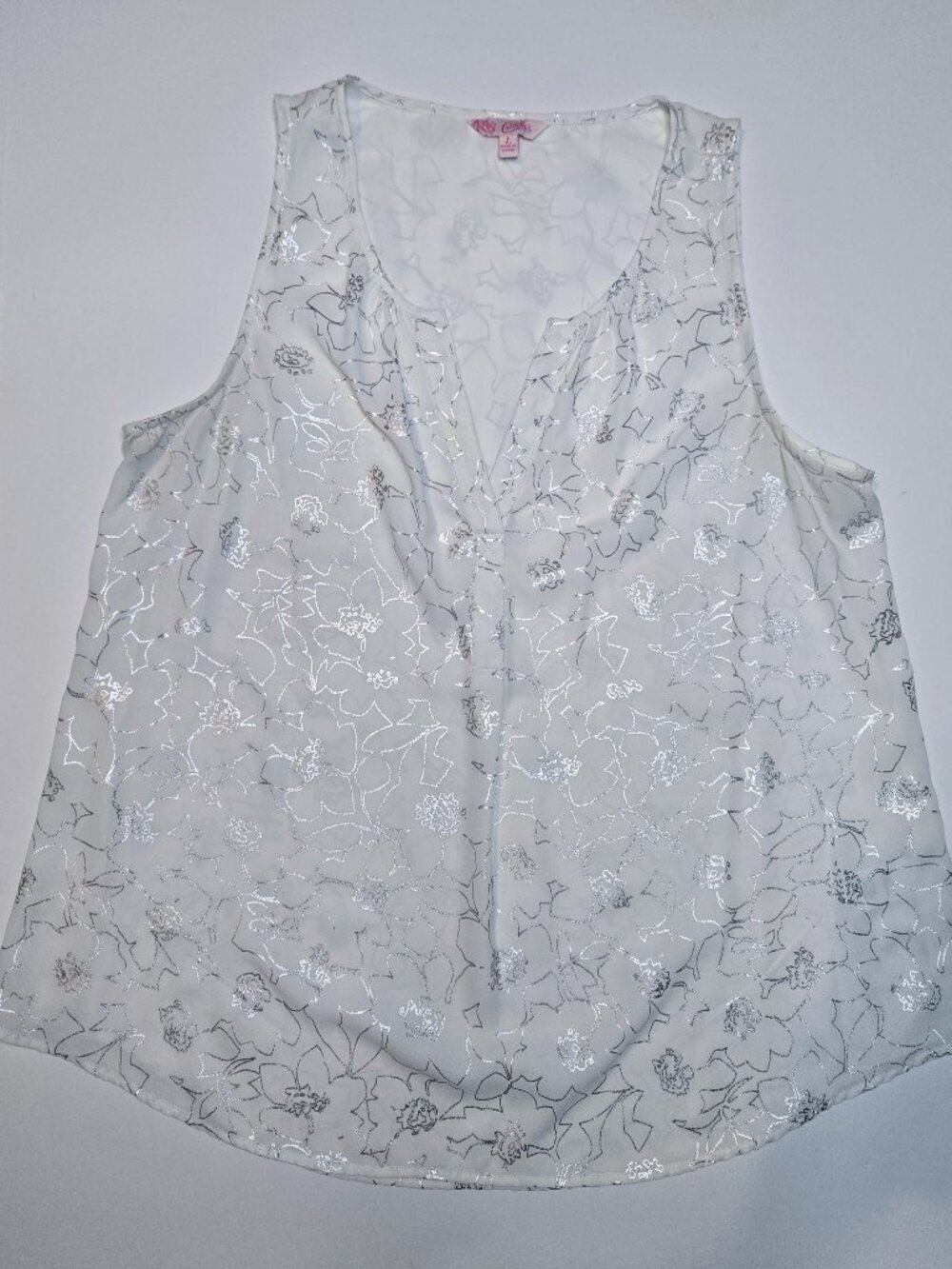 Candie's White & Silver Sleeveless Top - Size L